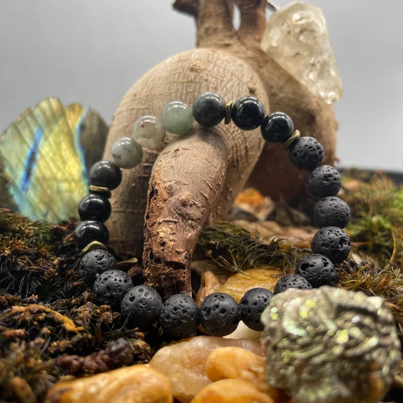African Bloodstone / Obsidian / Lava Stone Bracelet