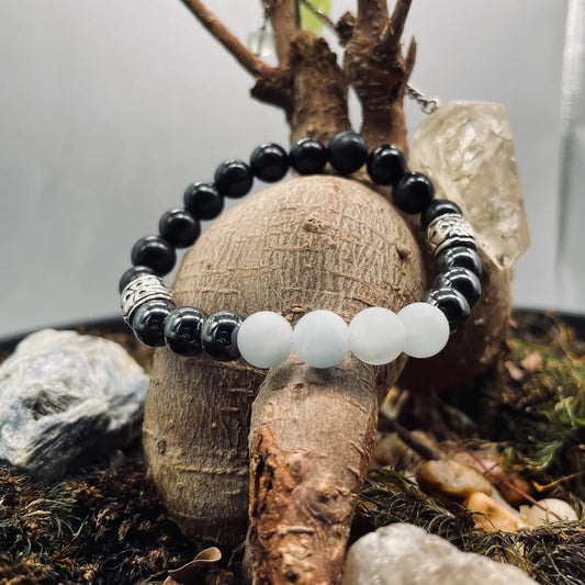 Aquamarine / Hematite / Ebony Wood Bracelet