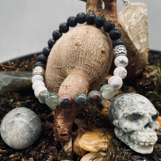 African Bloodstone / Howlite / Lava Stone Bracelet