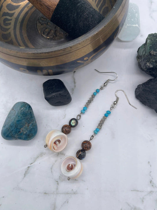 Turquoise / Labradorite / Cobra Jasper Earrings