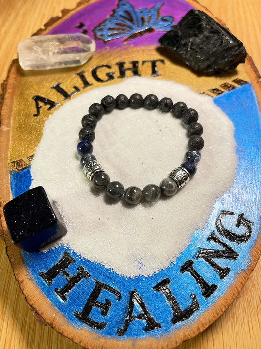 Labradorite / Sodalite / Lava Stone Bracelet