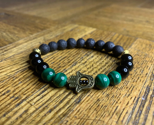 Malachite / Black Onyx / Lava stone Bracelet