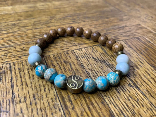 Aqua Terra Jasper / Amazonite / Wenge Wood Bracelet